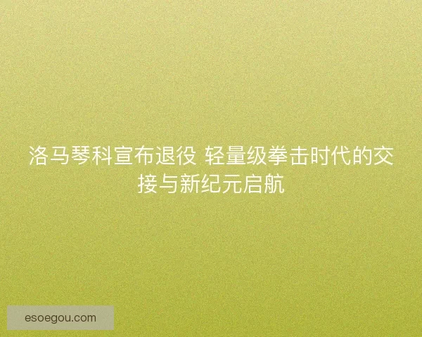 洛马琴科宣布退役 轻量级拳击时代的交接与新纪元启航