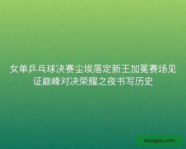 女单乒乓球决赛尘埃落定新王加冕赛场见证巅峰对决荣耀之夜书写历史