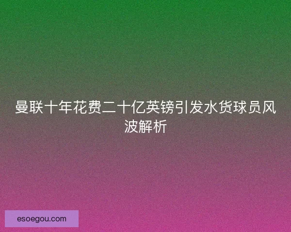 曼联十年花费二十亿英镑引发水货球员风波解析
