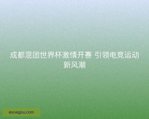 成都混团世界杯激情开赛 引领电竞运动新风潮
