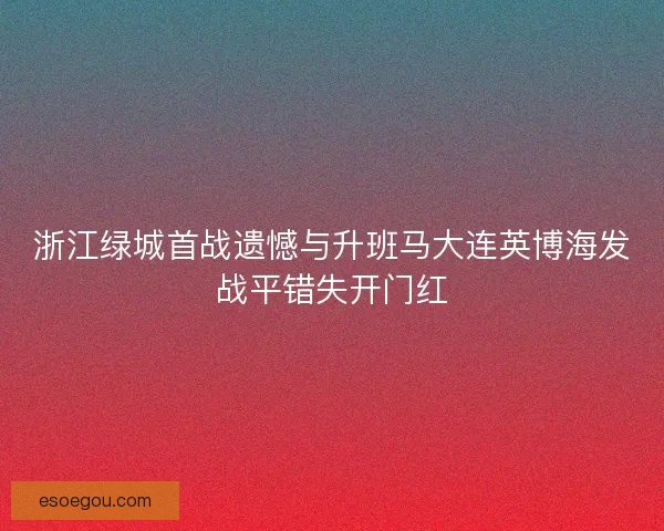 浙江绿城首战遗憾与升班马大连英博海发战平错失开门红