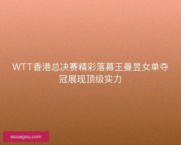WTT香港总决赛精彩落幕王曼昱女单夺冠展现顶级实力